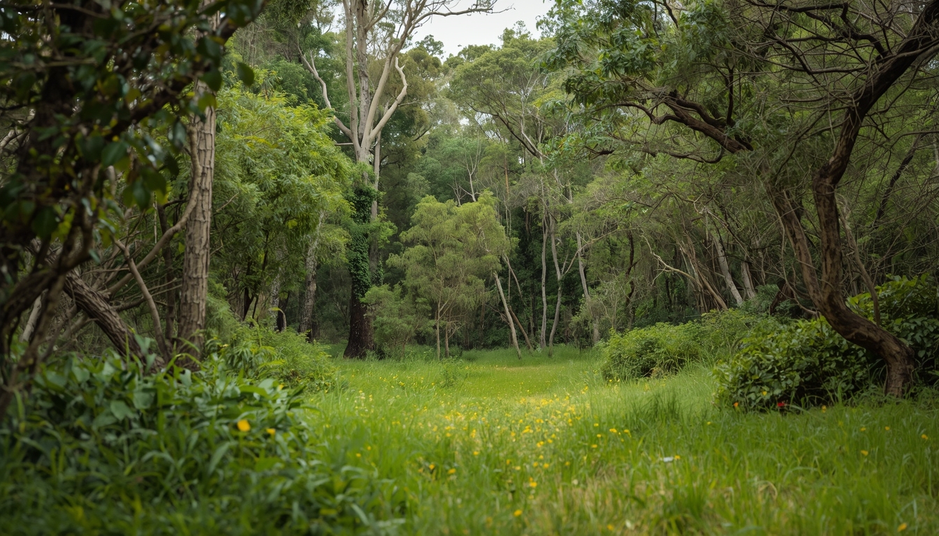 A peaceful nature walk through green Australian bushland